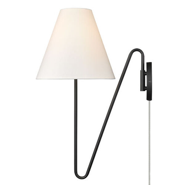 Kennedy Natural Black One-Light Articulating Wall Sconce with Ivory Linen Shade, image 4